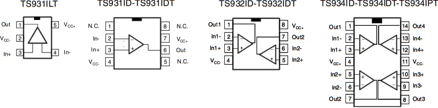 机械图纸 - STMicroelectronics TS931/A/B、TS932/A/B和TS934/A/B运算放大器