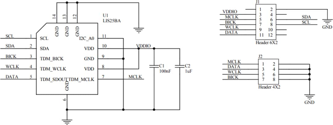 原理图 - STMicroelectronics STEVAL-MKI211V1K 3D加速度计传感器套件