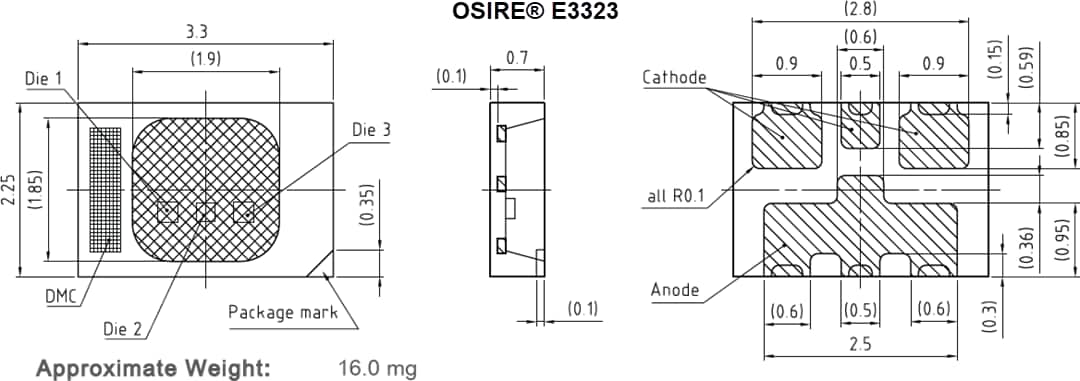 机械图纸 - ams OSRAM OSIRE® E3323 RGB LED