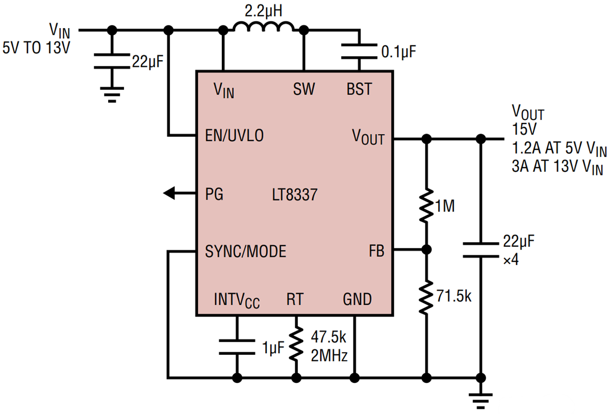 应用电路图 - Analog Devices Inc. LT8337/LT8337-1 Silent Switcher®转换器