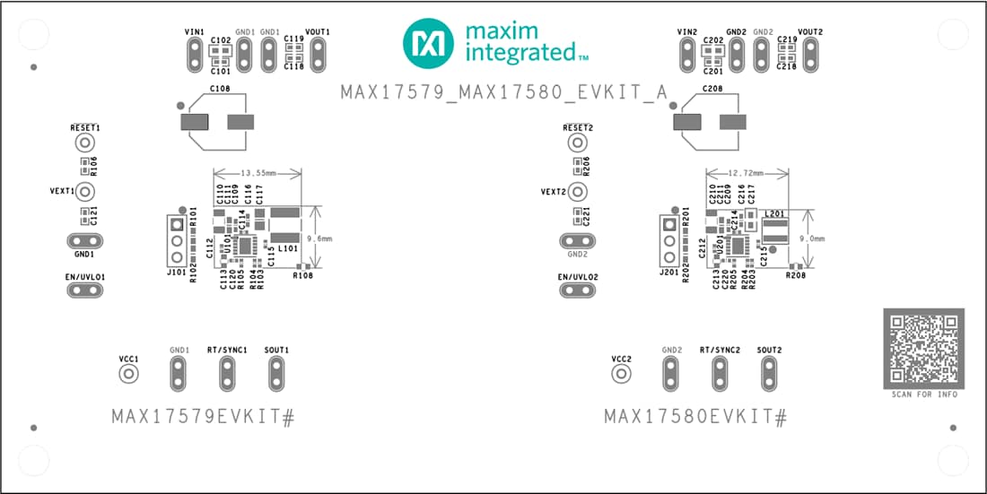 机械图纸 - Analog Devices / Maxim Integrated MAX17579EVKIT/MAX17580EVKIT评估套件