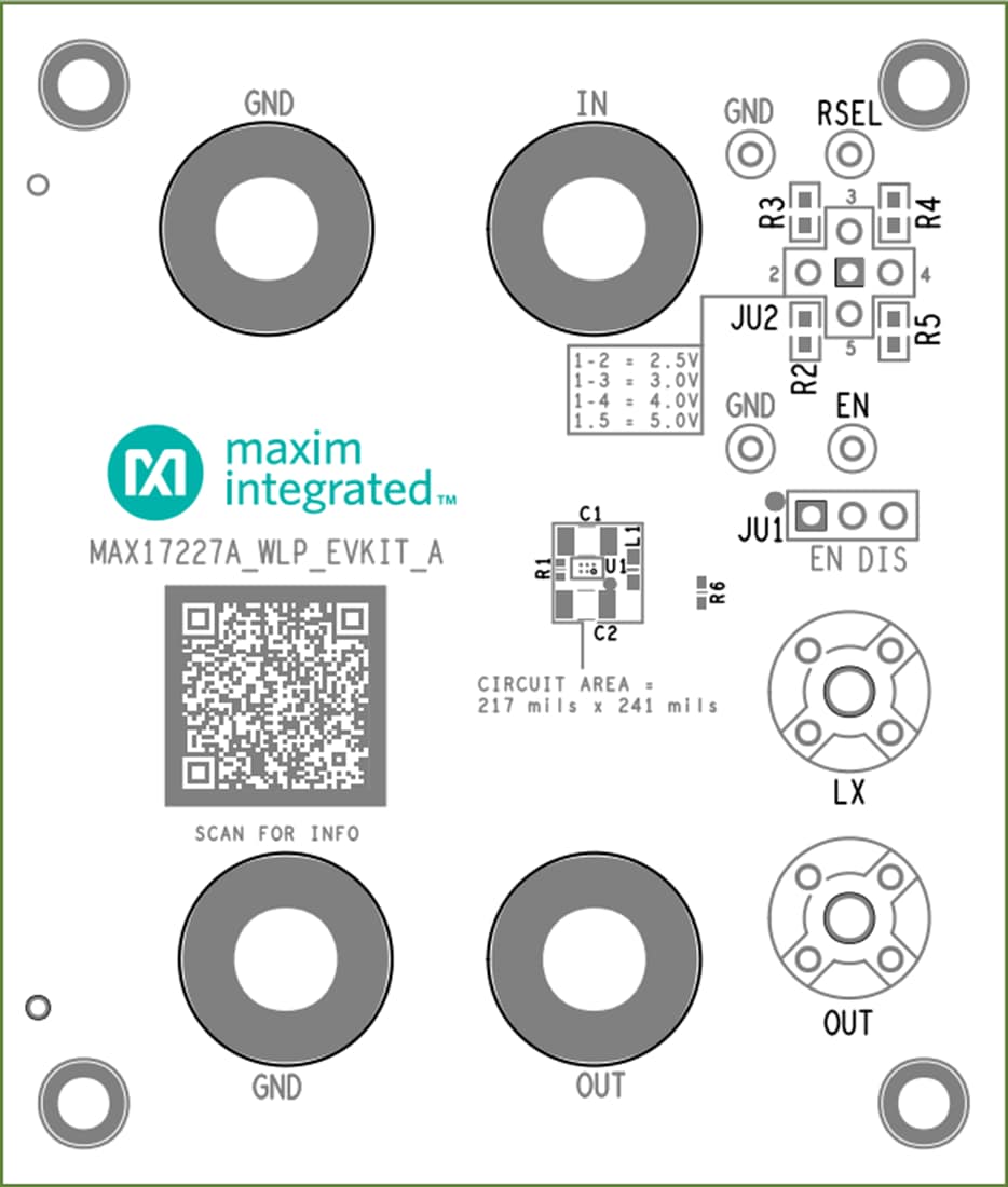 机械图纸 - Analog Devices / Maxim Integrated MAX38913AEVKWLP稳压器评估套件