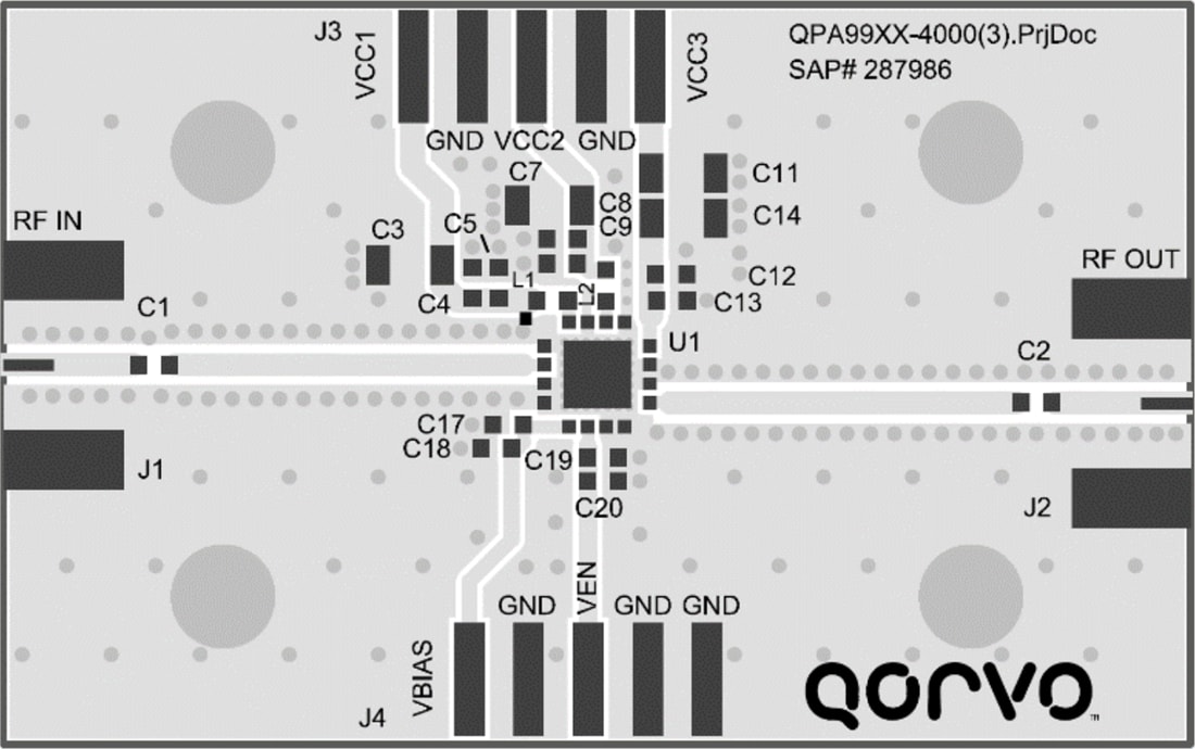 机械图纸 - Qorvo QPA9940EVB01 Amplifier Evaluation Board