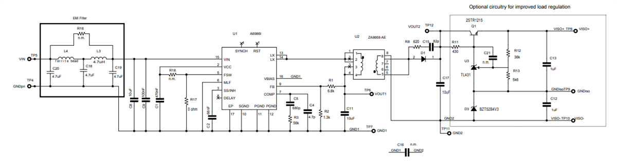 原理图 - STMicroelectronics STEVAL-A6986IV1隔离降压转换器评估板