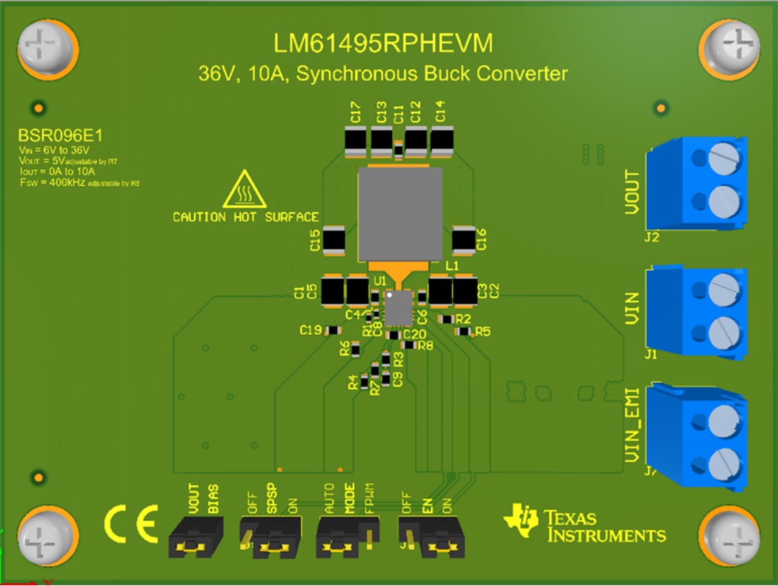 机械图纸 - Texas Instruments LM61495RPHEVM转换器评估模块 (EVM)