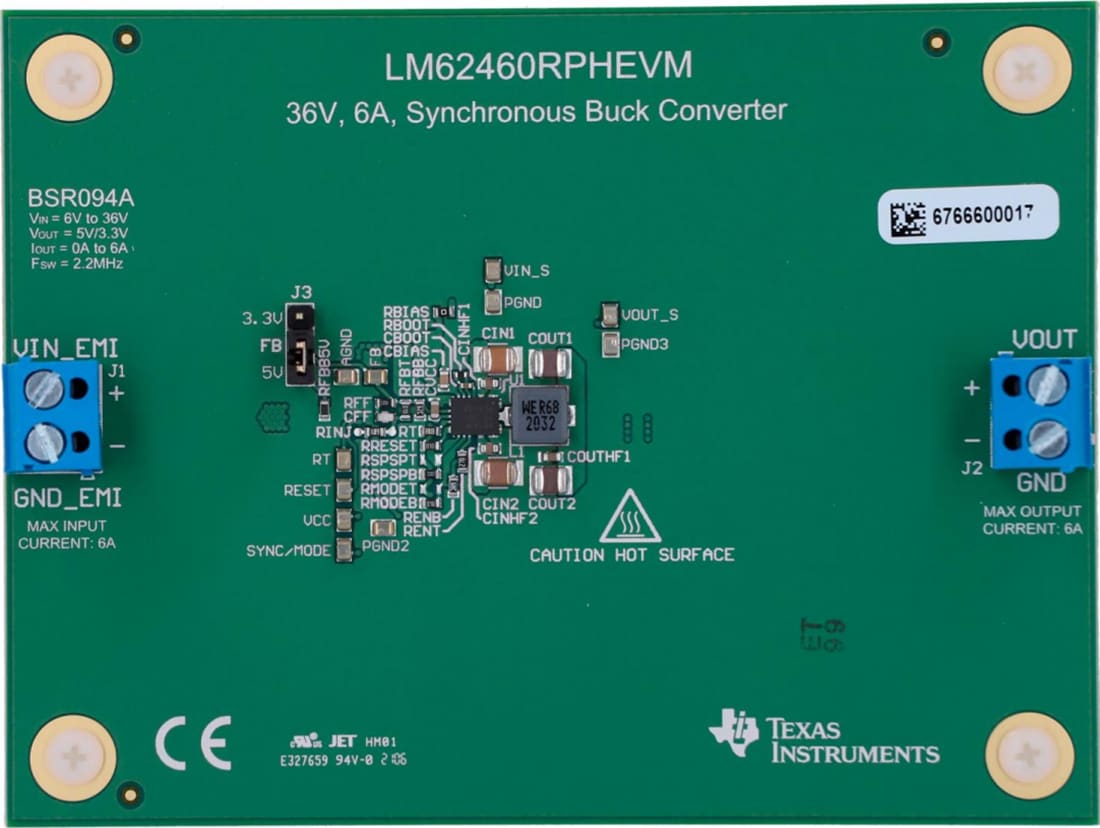 机械图纸 - Texas Instruments LM62460RPHEVM转换器评估模块