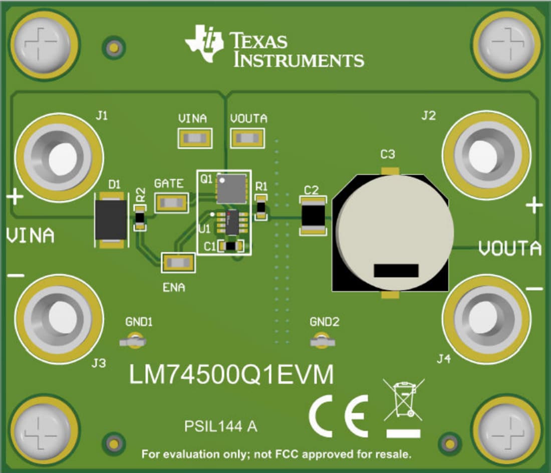 机械图纸 - Texas Instruments LM74500Q1EVM控制器评估模块