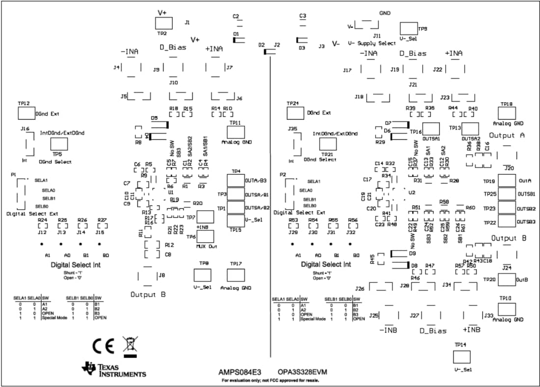 机械图纸 - Texas Instruments OPA3S328EVM运算放大器评估模块 (EVM)