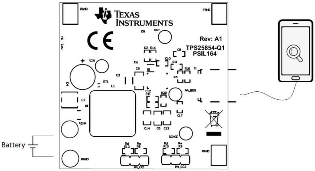 机械图纸 - Texas Instruments TPS25854Q1EVM-164控制器评估模块