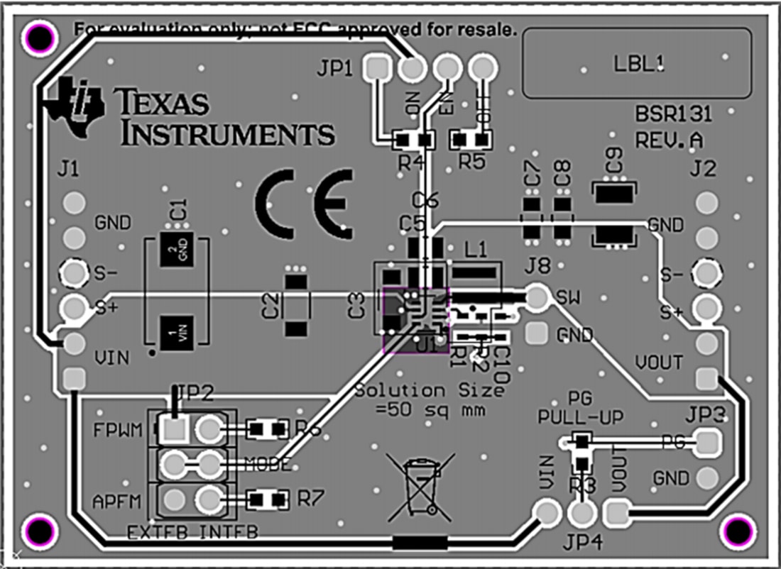 机械图纸 - Texas Instruments TPS629210-Q1EVM转换器评估模块