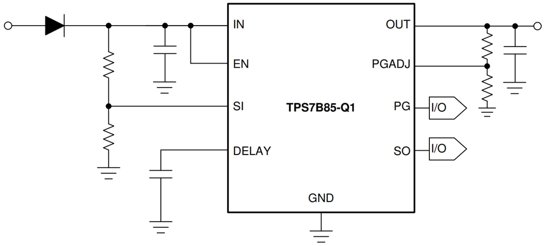 原理图 - Texas Instruments TPS7B85-Q1低压差线性稳压器