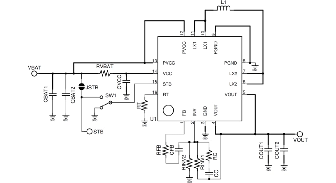 应用电路图 - ROHM Semiconductor BD8306MUV-EVK-001评估板