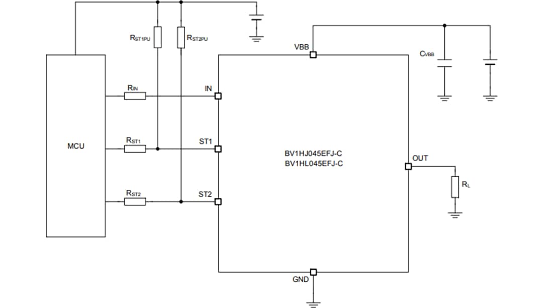 应用电路图 - ROHM Semiconductor BU30SA5WGWZ CMOS低压差稳压器