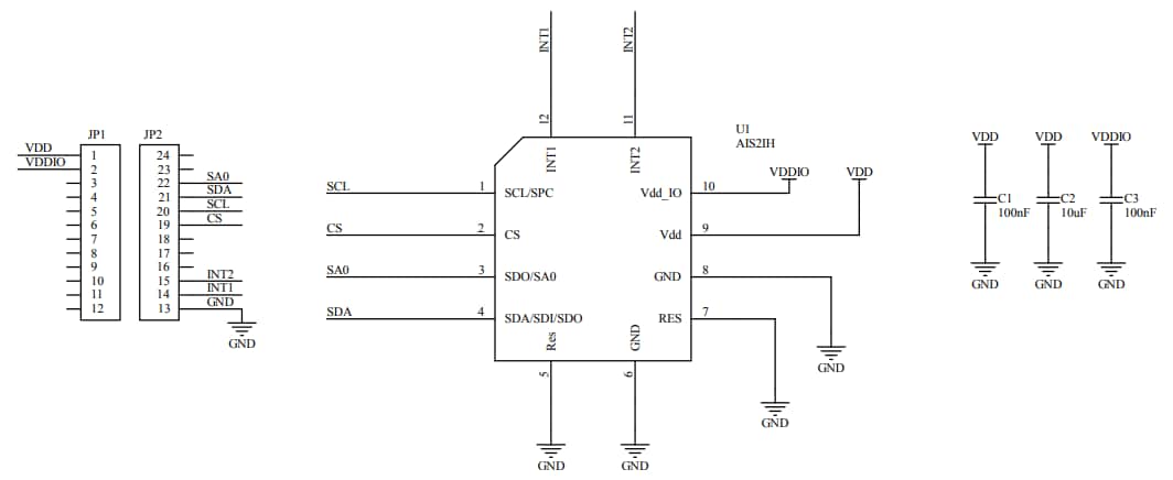 原理图 - STMicroelectronics STEVAL-MKI218V1适配器板