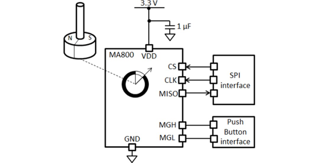 Application Circuit Diagram - Monolithic Power Systems (MPS) MagAlpha™ MA800 8-Bit Contactless Angle Sensor