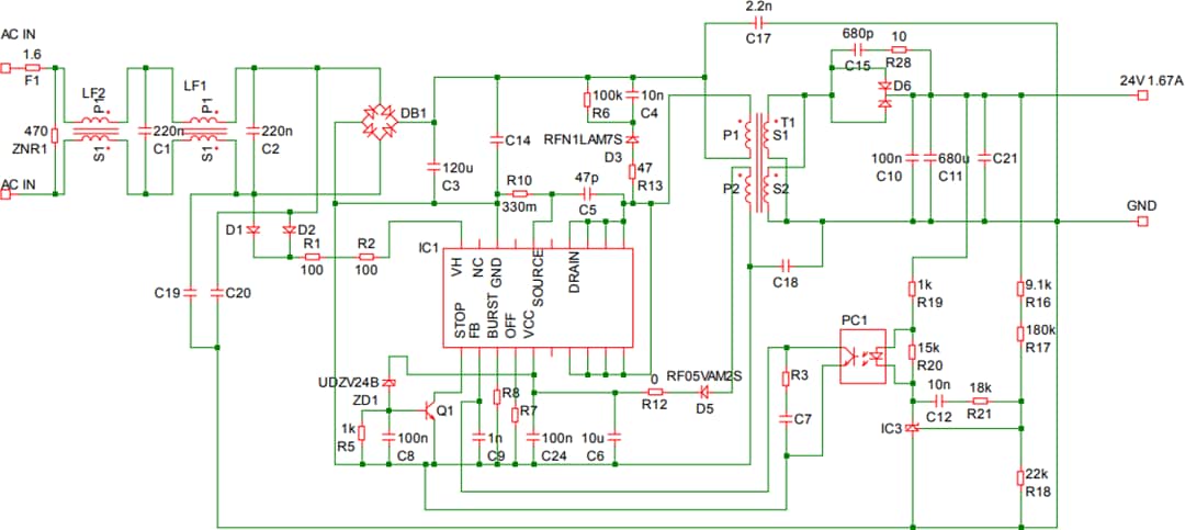 应用电路图 - ROHM Semiconductor BM2P060MF-EVK-001评估板