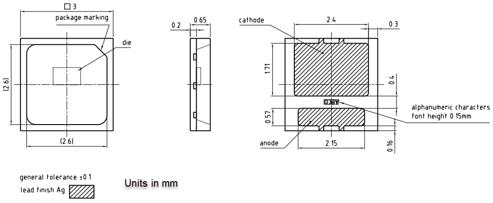 机械图纸 - ams OSRAM OSTUNE® E3030 KW DSLP31.CC 60mA LED