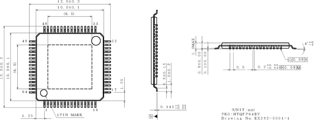 机械图纸 - ROHM Semiconductor BD34301EKV MUS-IC™系列32位立体声音频DAC