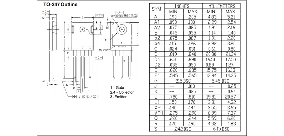 机械图纸 - IXYS XPT™ GenX5™沟槽式IGBT