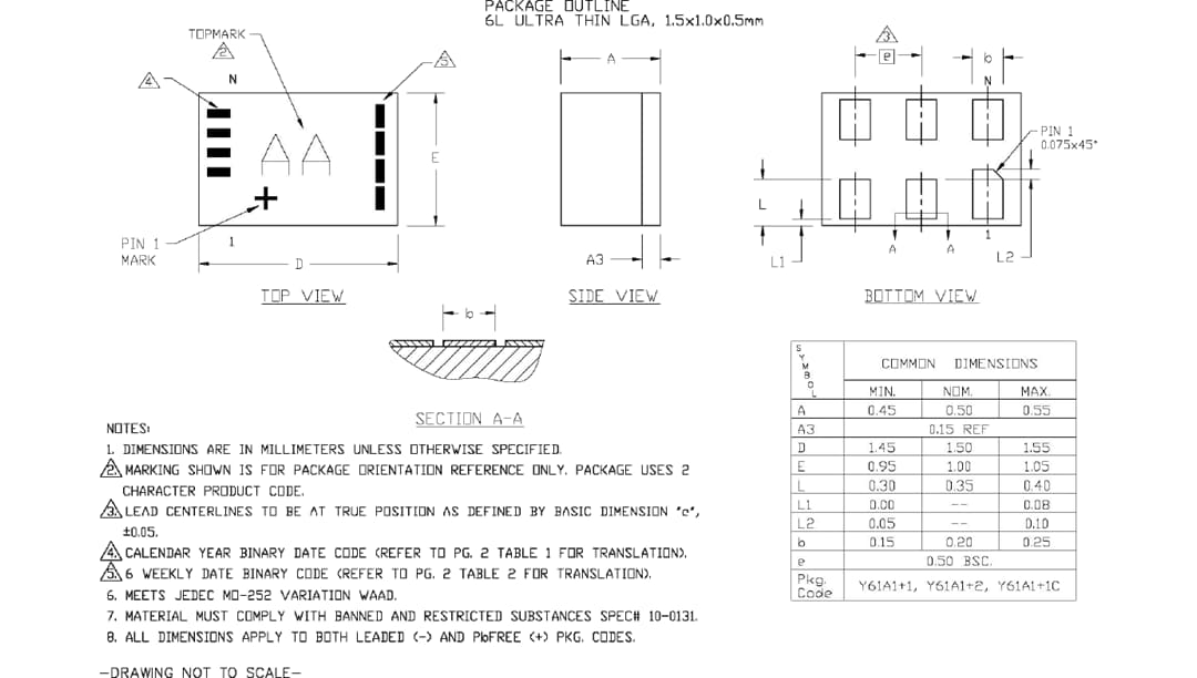 机械图纸 - Analog Devices / Maxim Integrated MAX40110与MAX40111精密运算放大器