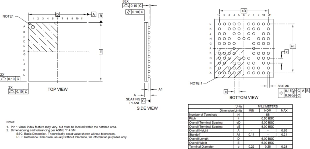 机械图纸 - Microchip Technology ATMXT640UD maXTouch®触摸屏控制器