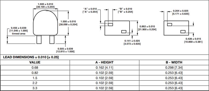 Vishay / Dale IHXL-1500VZ-5A大电流通孔电感器