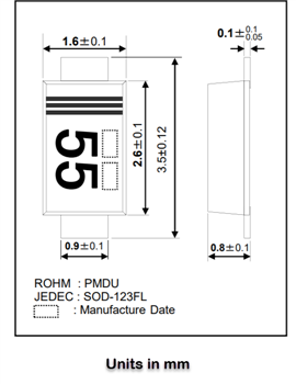机械图纸 - ROHM Semiconductor RFC02MM2STR超快恢复二极管