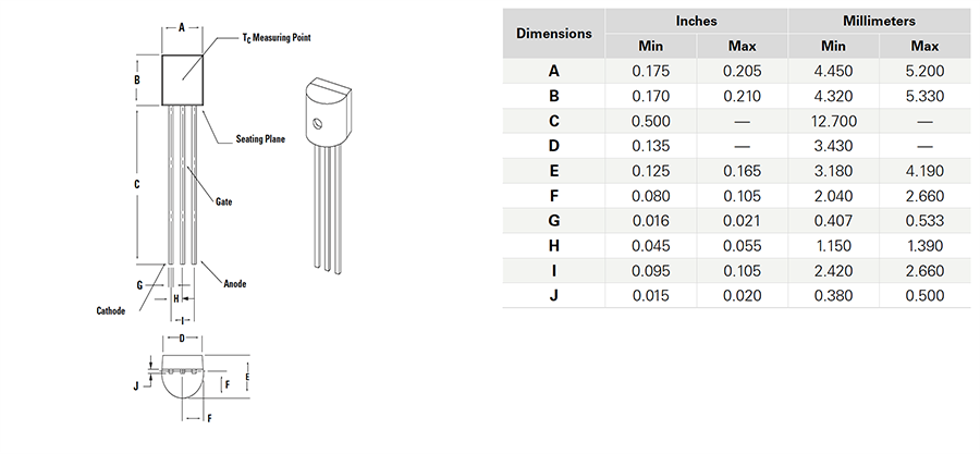 Littelfuse Sx02xSx EV 1.5A敏感型SCR晶闸管