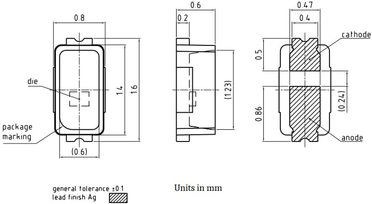 机械图纸 - ams OSRAM OSTUNE® E1608 KW DELSS2.CC 30mA LED