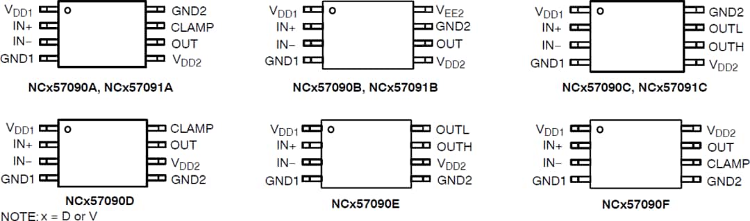 机械图纸 - onsemi NCD57090和NCV57090 IGBT/MOSFET栅极驱动器