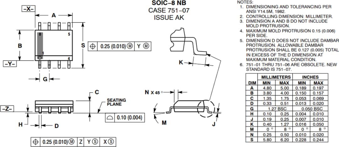 机械图纸 - onsemi NCD57090和NCV57090 IGBT/MOSFET栅极驱动器