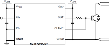 应用电路图 - onsemi NCD57090和NCV57090 IGBT/MOSFET栅极驱动器