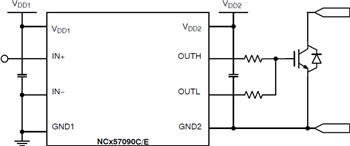应用电路图 - onsemi NCD57090和NCV57090 IGBT/MOSFET栅极驱动器