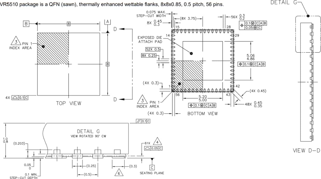 机械图纸 - NXP Semiconductors VR5510多输出PMIC