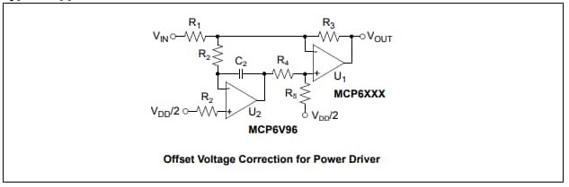 应用电路图 - Microchip Technology MCP6V96/6U/7/9运算放大器