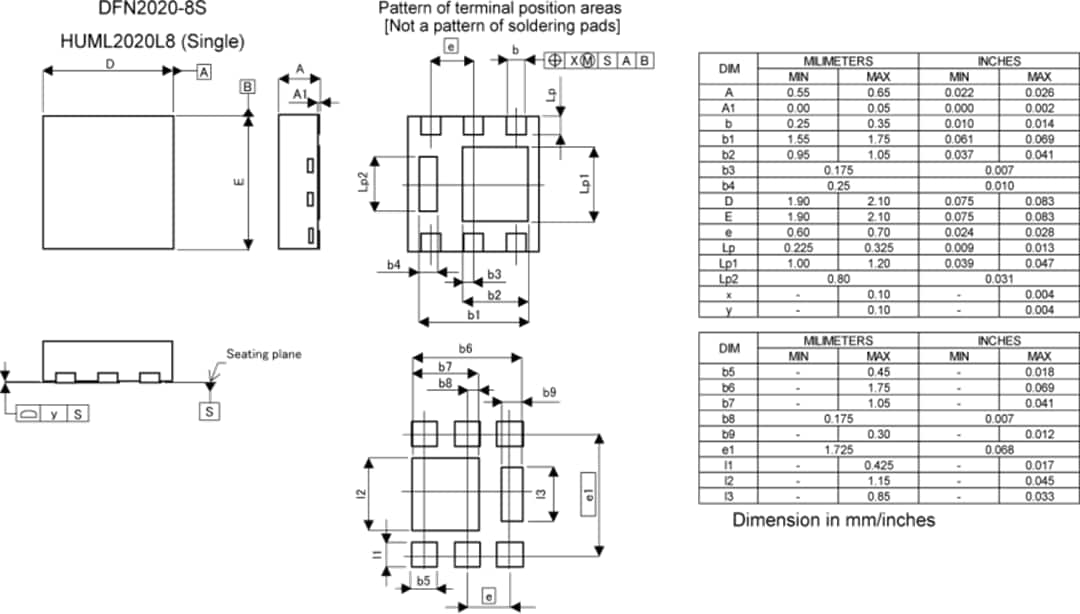 机械图纸 - ROHM Semiconductor RF4L070BG N沟道功率MOSFET