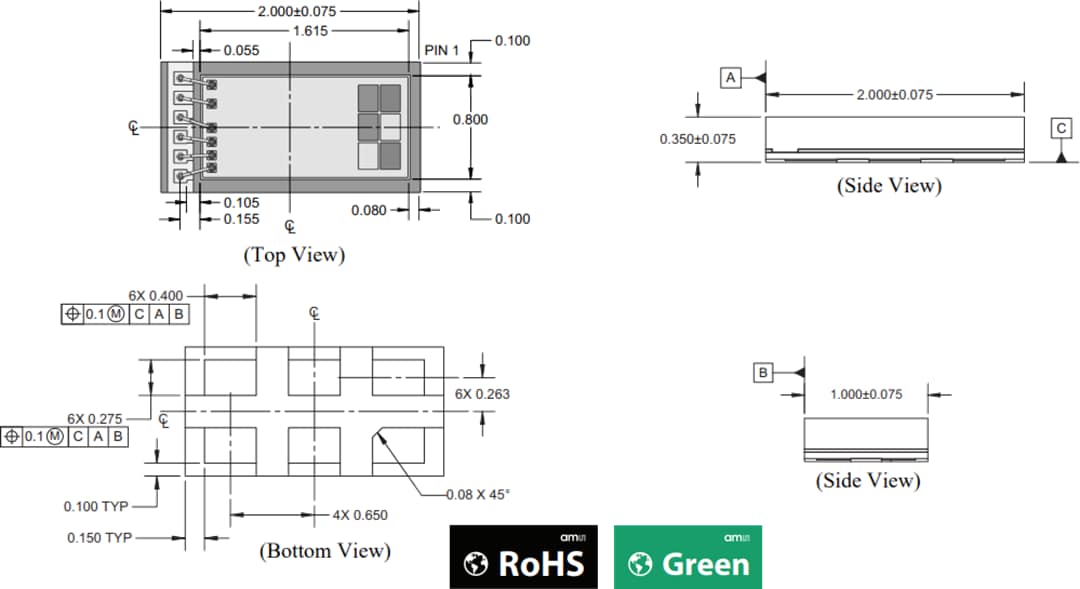 机械图纸 - ams OSRAM TSL2585微型环境光传感器