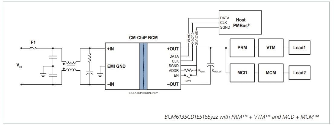 应用电路图 - Vicor BCM6135 65A BCM®母线转换器