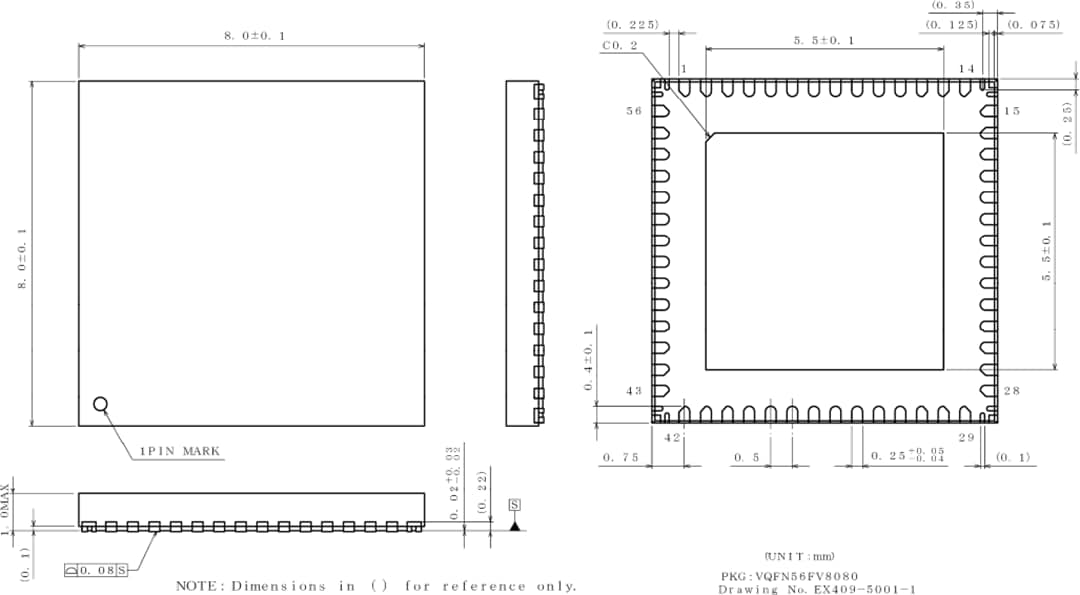 机械图纸 - ROHM Semiconductor BD9573MUF-M汽车电源管理IC
