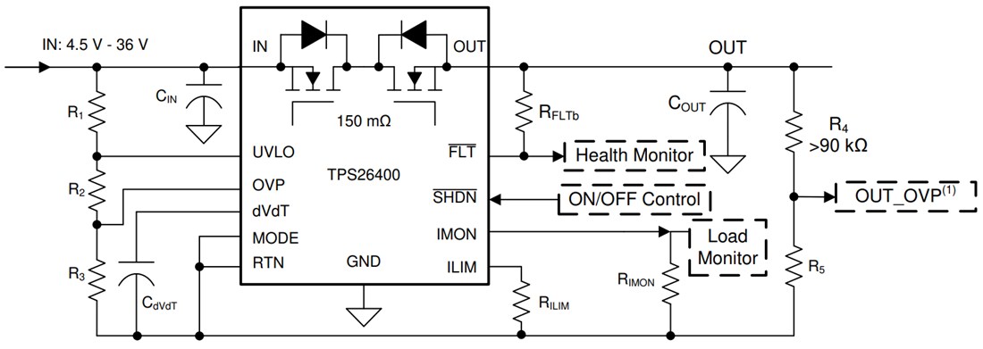原理图 - Texas Instruments TPS2640 42V 2A电子熔丝