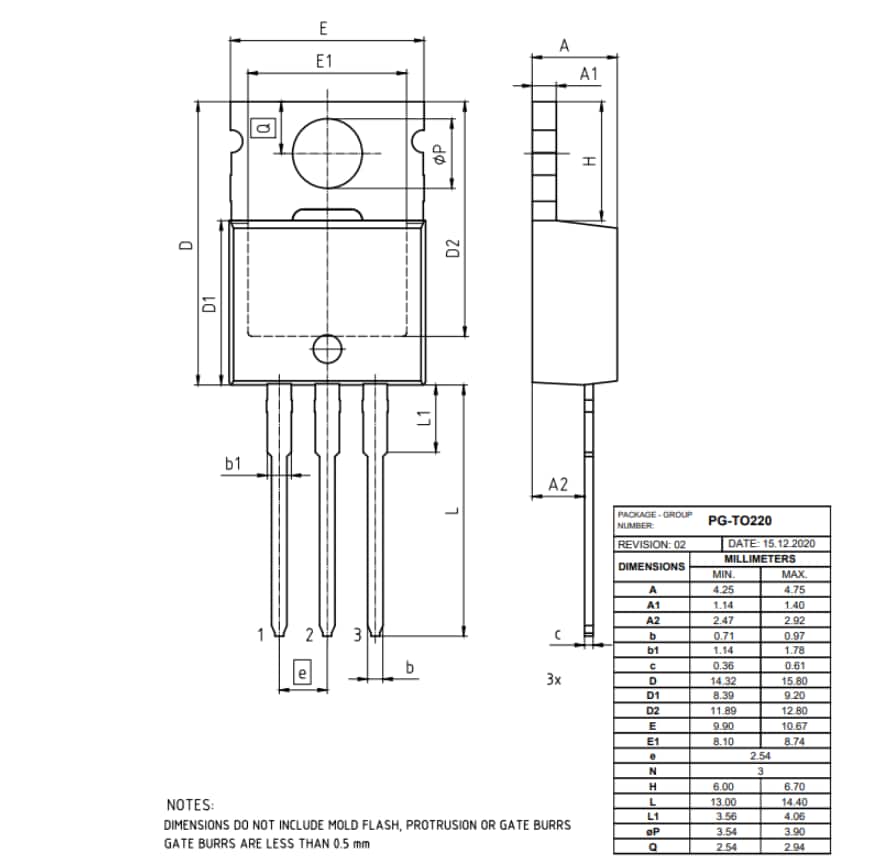 机械图纸 - Infineon Technologies StrongIRFET™ 2功率MOSFET