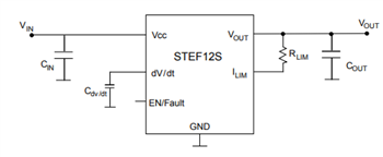 应用电路图 - STMicroelectronics STEF12S电子保险丝