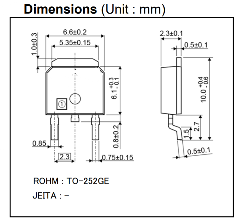 机械图纸 - ROHM Semiconductor RFVxBGE6STL超快恢复二极管