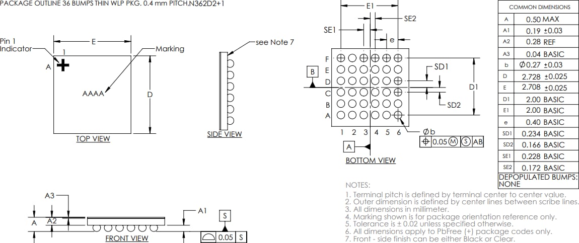 机械图纸 - Analog Devices / Maxim Integrated MAX86176 PPG和ECG模拟前端 (AFE)