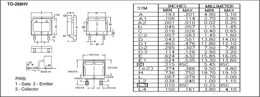 机械图纸 - IXYS IXBx14N300HV反向导通BiMOSFET™ IGBT
