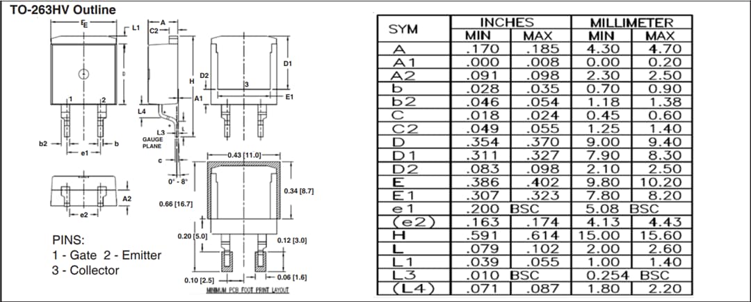 机械图纸 - IXYS IXBx14N300HV反向导通BiMOSFET™ IGBT