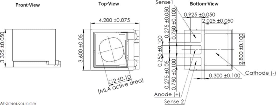 机械图纸 - ams OSRAM AQAA-20 BELAGO 1.1点阵投射器