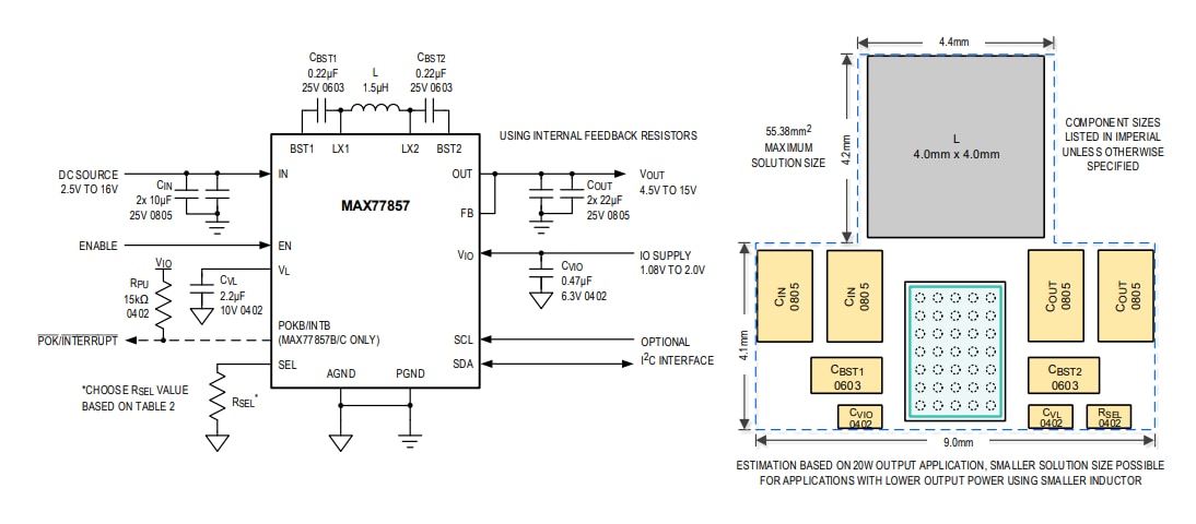 应用电路图 - Analog Devices / Maxim Integrated MAX77857降压-升压转换器