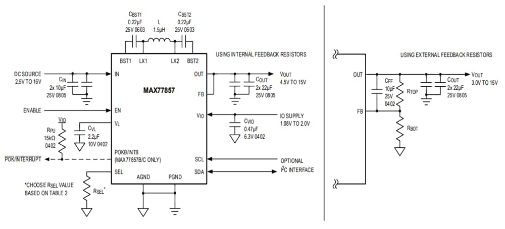应用电路图 - Analog Devices / Maxim Integrated MAX77857评估套件