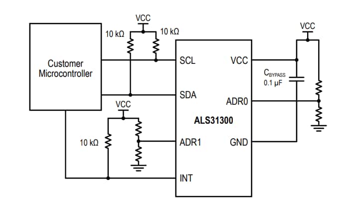 应用电路图 - Allegro MicroSystems ALS31300 3D线性霍尔效应传感器